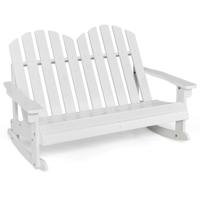 Adirondack Schommelstoel voor Kinderen 2-Zits Tuinstoel van Hout Schommelstoel Kindermeubilair voor Balkon Binnenplaats (Wit)