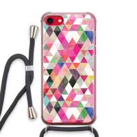 Gekleurde driehoekjes: iPhone SE 2020 Transparant Hoesje met koord
