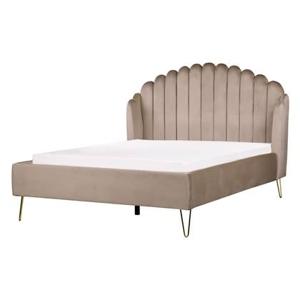 Beliani - AMBILLOU - Tweepersoonsbed - Taupe - 140 x 200 cm - Fluweel