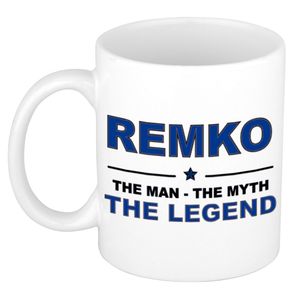 Naam cadeau mok/ beker Remko The man, The myth the legend 300 ml   -