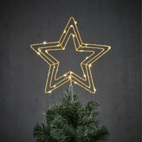 Kerstboom ster piek/topper goud met LED verlichting D25 cm - thumbnail