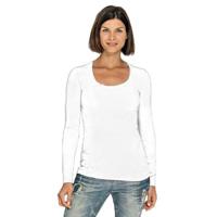 Lemon & Soda Bodyfit dames shirt lange mouwen - wit - Dameskleding basic t-shirts