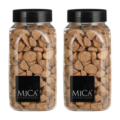 Mica Decorations decoratie stenen - 2x - 650ml - terra mix - hobby steentjes