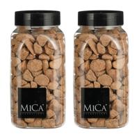 Mica Decorations decoratie stenen - 2x - 650ml - terra mix - hobby steentjes