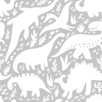 Dieren behang Dinosaurus wit patroon