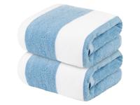 LIVARNO home 2 badstof handdoeken 50 x 100 cm (Blauw/wit)