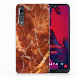 Huawei P20 Pro TPU Siliconen Hoesje Marmer Bruin