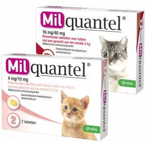 Milquantel ontwormingstabletten voor de kat Kat 2+ kg 2 x 4 tabletten