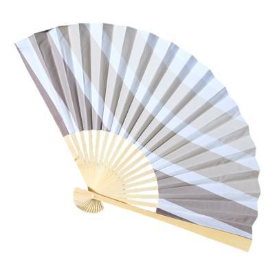 Handwaaier/spaanse waaier Marina - grijs - polyester - 26 cm - verkoeling/zomer