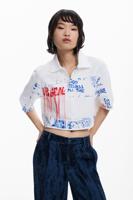 Crop polo T-shirt - WHITE - S Crop polo T-shirt - WHITE - S