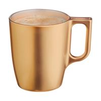Koffiemokken Monaco - 1x stuks - Hard Glas - goud - 250 ml - 9 cm - Flashy metallic finish