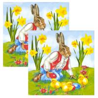 Paas thema servetten - 40x - Paashaas print - 33 x 33 cm - Pasen - feestservetten - Paasontbijt