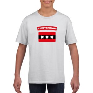 T-shirt met Amsterdamse vlag wit kinderen