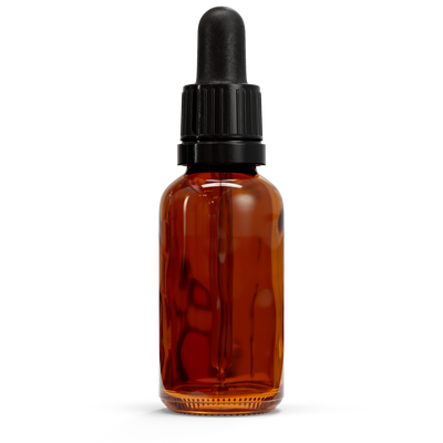 Glazen fles - Bruin (incl. varierende doppen) 30 ml / Pipet Dop