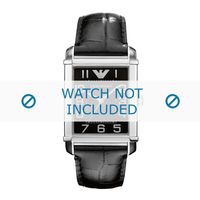 Armani horlogeband AR0363 Leder Zwart 22mm + zwart stiksel