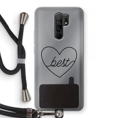 Best heart black: Xiaomi Redmi 9 Transparant Hoesje met koord