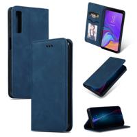 Retro huid voelen Business magnetische horizontale Flip lederen case voor Samsung Galaxy A7 2018 (marineblauw)