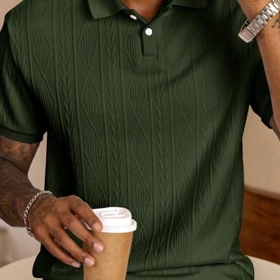 Bon&Bon Heren Polo Shirt - Wit Textured Design - Korte Mouwen Groen / M