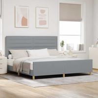 Bedframe met hoofdeinde Lichtgrijs 200 x 200 cm Stof