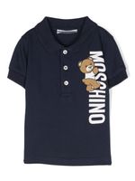 Moschino Kids polo à logo imprimé - Bleu - thumbnail