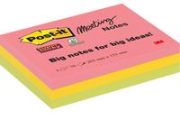 Post-it Super Sticky Meeting notes, 70 vel, ft 203 x 153 mm, geassorteerde kleuren, pak van 3 blokken - thumbnail
