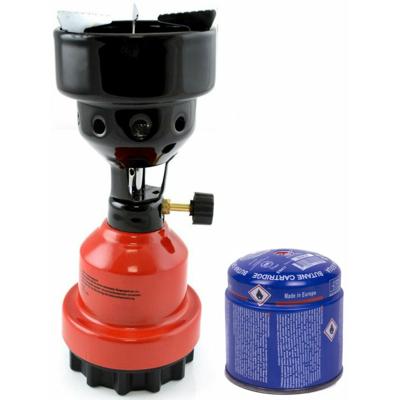 Camping kookstel/kookpit - metaal - rood - incl. gas navulling priktank