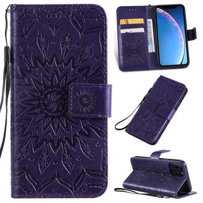 Gedrukt afdrukken zonnebloem patroon horizontale Flip PU lederen case voor iPhone 11 Pro met houder & kaartsleuven & portemonnee & Lanyard