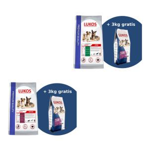 Lukos probeerpakket - met gevogelte en met eend - premium hondenvoer Medium: 3 kg + 3 kg