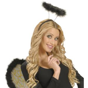 Engel halo diadeem - zwart - kunststof - haarband - halloween verkleedaccessoires