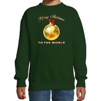 Bellatio Decorations kersttrui/sweater voor kinderen - Merry Christmas - wereld - groen 14-15 jaar (170/176)  -