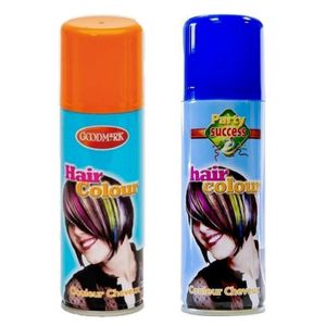 Carnaval verkleed haar verf/spray oranje/blauw 125 ml