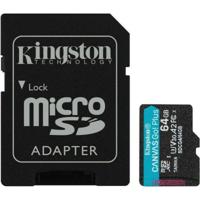 Micro SD geheugenkaart met adapter Kingston CANVAS Go! Plus 64 GB