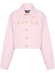 Balmain veste en jean à coupe courte - Rose