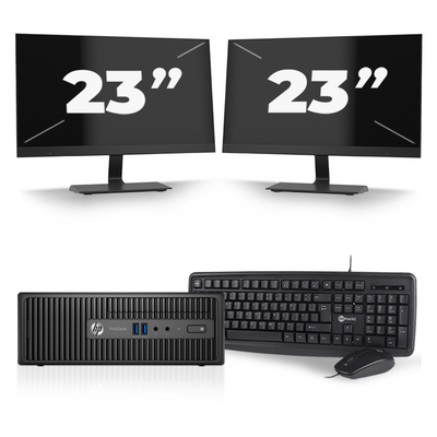 HP ProDesk 400 G3 SFF - Intel Core i3-6e Generatie - 8GB RAM - 256GB SSD - Windows 11 + 2x 23 inch Monitor
