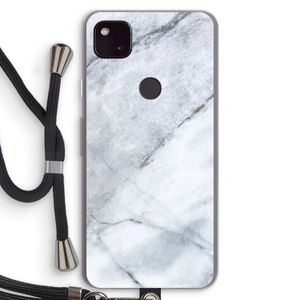 Witte marmer: Pixel 4a 5G Transparant Hoesje met koord