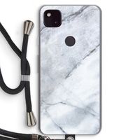 Witte marmer: Pixel 4a 5G Transparant Hoesje met koord