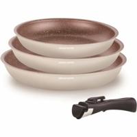 Pannenset Arthur Martin Beige Crème Aluminium 4 Onderdelen (3 Stuks)