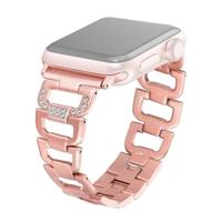Kleurrijke diamant roestvrijstalen horlogeband voor Apple Watch serie & 44mm/3 & 2 & 1 42mm (Rose goud)