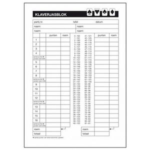 8x Klaverjassen scoreblok A5