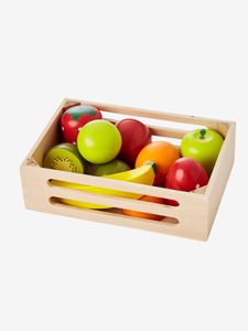 Houten krat met houten fruit voor het diner meerkleurig