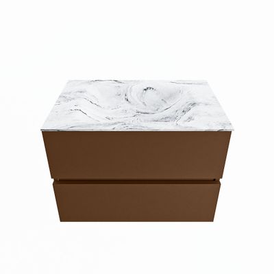 MONDIAZ VICA-DLUX 70cm badmeubel onderkast Rust 2 lades. Inbouw wastafel CLOUD midden 1 kraangat, kleur Glace.
