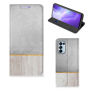 OPPO Find X3 Lite Book Wallet Case Wood Concrete