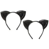 Widmann Verkleed diadeem katten oren - 4x stuks - poes/kat kostuum oortjes - Carnaval