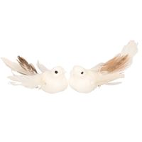 2x Kerstboomversiering glitter witte vogeltjes op clip 11 cm - thumbnail