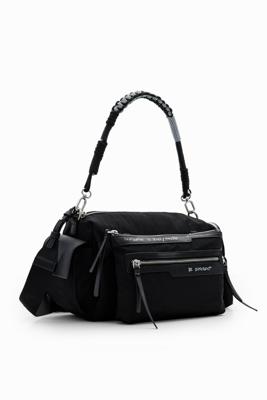 Middelgrote nylon tas met vakken - BLACK - U