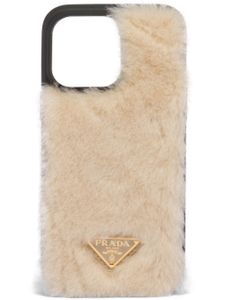 Prada coque d'iPhone 14 Pro Max en peau lainée - Blanc