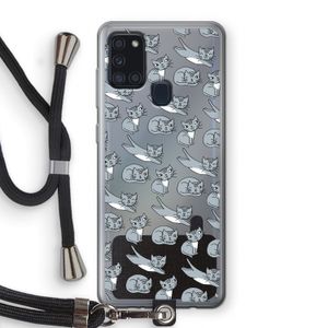 Poezen: Samsung Galaxy A21s Transparant Hoesje met koord
