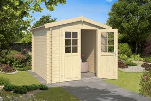 Outdoor Life Ingo Blokhut 250x195 cm 28 mm vuren blank- Zadeldak- Onbehandeld vurenhout- Outdoor Life