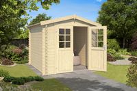 Outdoor Life Ingo Blokhut 250x195 cm 28 mm vuren blank- Zadeldak- Onbehandeld vurenhout- Outdoor Life