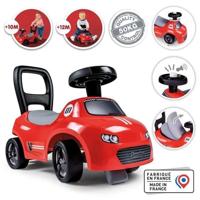 Smoby - 2 in 1 kinderdrager - Auto Red - Doos onder het zadel + claxon - Vanaf 10 maanden - Made in France